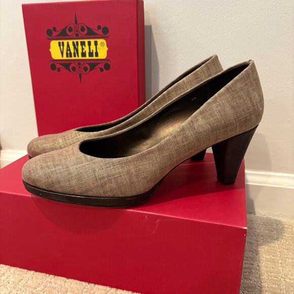 NIB Vaneli Womens Pumps Heels Brown Chic Canvas Size 9M Career Classic - Picture 9 of 9